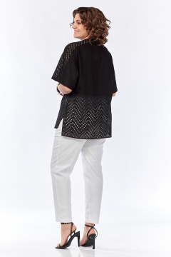 Черная свободная летняя блузка с разрезами и коротким рукавом Jurimex 3145 - фото 3