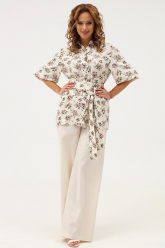 Летний комплект из бежевой блузки и широких брюк Angelina & Сo 1103 - фото 1