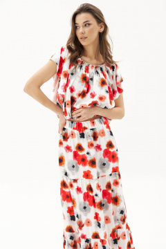 Летний комплект блуза свободная и юбка А-силуэт Fantazia Mod 4842 - фото 3