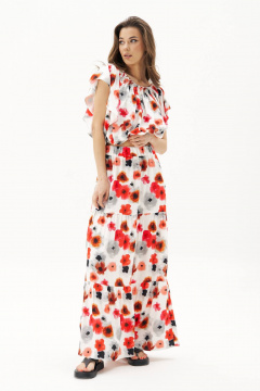 Летний комплект блуза свободная и юбка А-силуэт Fantazia Mod 4842 - фото 1