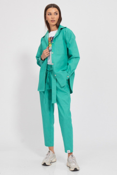 Летняя рубашка свободного кроя с манжетами бирюзовая Kivviwear 4100.30 - фото 2