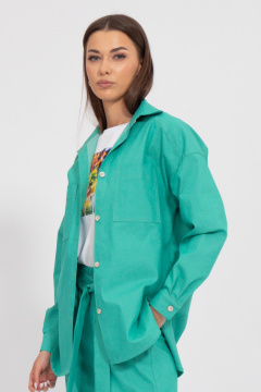 Летняя рубашка свободного кроя с манжетами бирюзовая Kivviwear 4100.30 - фото 1