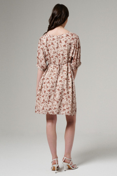 Платье повседневное с коротким рукавом и шнурками Панда 180080w бежевый - фото 4