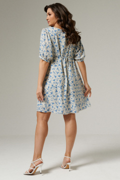 Платье с подрезом и сборкой, короткий рукав Панда 180080w голубой - фото 5