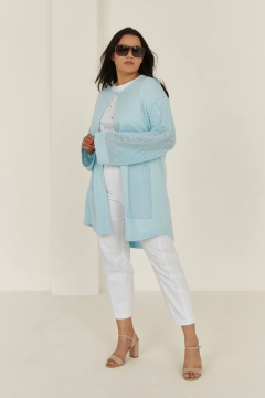 Голубой базовый оверсайз кардиган с длинным рукавом Romgil 860ХАТЗ бледно-голубой - фото 1