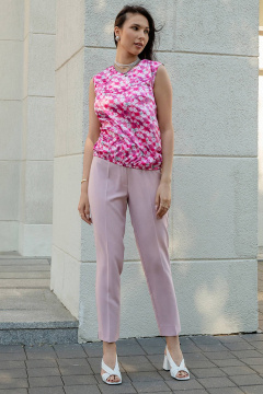 Розовые брюки с стрелками зауженные по низу и поясом LADO 340/1-16 - фото 2