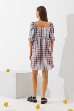 Многоцветное платье в клетку с свободным верхом и сборкой N.O.W. 1434 - фото 2