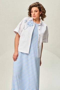 Белая джинсовая блуза с накладными карманами и разрезами INVITE 1061 желтый - фото 4