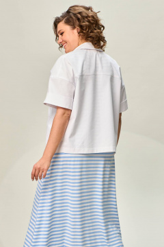 Белая джинсовая блуза с накладными карманами и разрезами INVITE 1061 желтый - фото 3