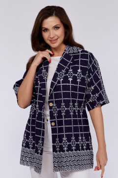 Рубашка летняя прямого кроя из хлопка с воротником пиджачного типа Verita 2311 синий - фото 3