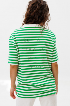 Летний футболка-подходка из хлопка с принтом HIT 0223 зеленый - фото 4