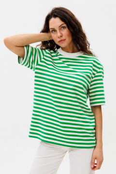 Летний футболка-подходка из хлопка с принтом HIT 0223 зеленый - фото 1