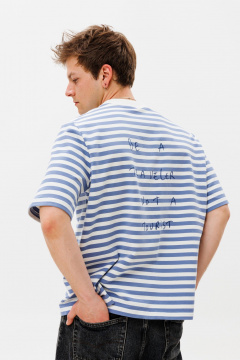 Парные футболки летние с принтом из хлопка HIT 0223м василек - фото 4