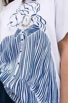 белая хлопковая футболка свободного прямого кроя Art Ribbon M1025T - фото 2