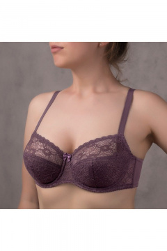 Бюстгальтер фиолетовый из кружева и трикотажа для комфортной формы Verally 259-4 крокус - фото 5