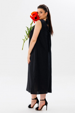 летний льняной сарафан трапеция с разрезами и вырезом Anelli 1472 черный_лебедь - фото 5