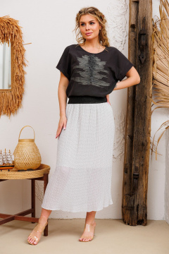 Летняя шифоновая юбка на резинке в крапинку AMORI 3120 молоко - фото 5