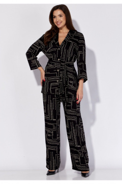 Черные брюки с жакетом и поясом для легких летних образов TAiER 1199-1 черный - фото 2