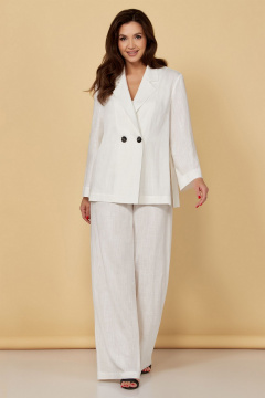 Костюм 2-ка из текстиля: жакет и брюки палаццо KaVaRi 8034 белый - фото 1
