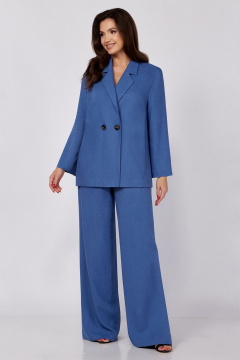 Костюм 2-ка из текстиля голубой: жакет и брюки палаццо KaVaRi 8034.1 голубой - фото 1