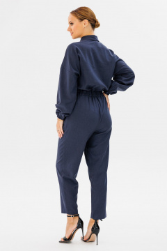 Летний синий комбинезон из вискозы с карманами Anelli 886 синий - фото 2