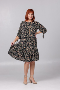 Платье свободного покроя с воланом и нагрудными вытачками Соджи 522 черный - фото 4