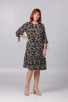 Платье свободного покроя с воланом и нагрудными вытачками Соджи 522 черный - фото 3