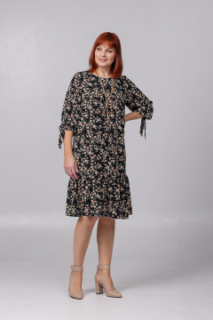 Платье свободного покроя с воланом и нагрудными вытачками Соджи 522 черный - фото 1