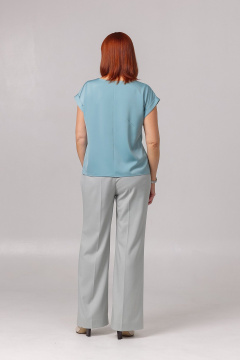 Блуза прямого силуэта с нагрудной вытачкой из текстиля Соджи 620 бирюзовый - фото 3