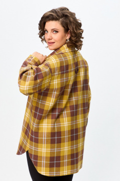 Рубашка свободного кроя с разрезами и длинным рукавом Avenue 0327-1 горчица - фото 5