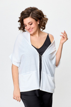 Кардиган в стиле бохо cocoon с карманами и булавкой Avenue 0328 белый - фото 2