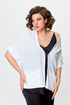 Кардиган в стиле бохо cocoon с карманами и булавкой Avenue 0328 белый - фото 1