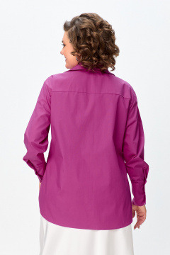 Рубашка оверсайз из хлопка с разрезами и коротким рукавом Avenue 0301-6 розовый - фото 4