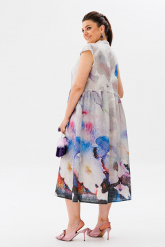 Платье мультиколор-летнее с принтом и сборками Anelli 1424 моне - фото 4