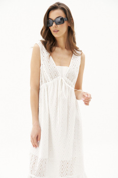 Платье белое летнее с геометрической вышивкой Fantazia Mod 4848 белый - фото 4
