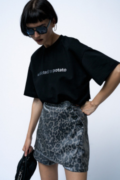 Шорты классические облегающие с разрезом летние MilMil 1116-2 леопардовый_принт - фото 3