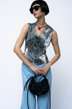 Жилет прилегающий из вискозы летний леопардовый MilMil 1122 леопардовый_серый - фото 1