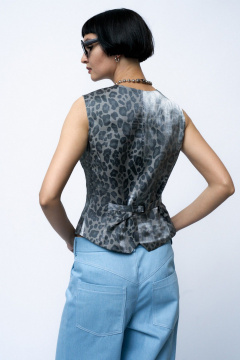Жилет прилегающий из вискозы летний леопардовый MilMil 1122 леопардовый_серый - фото 3