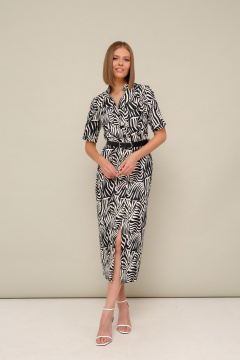 Платье джинсовое миди с разрезами и ремнем PUR PUR 11-284/5 - фото 3