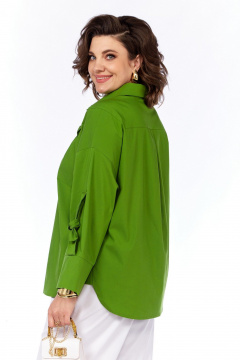 Летний зеленый рубашка с пышными рукавами и кокеткой Grace for you 009 зеленый - фото 3