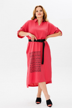 Летнее платье с принтом и поясом для ежедневных образов Michel chic 2167 ягодный - фото 1