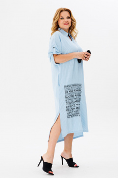 Летнее платье casual с воротником и карманами Michel chic 2167 голубой - фото 5