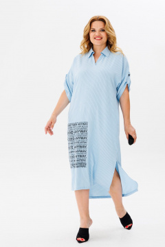 Летнее платье casual с воротником и карманами Michel chic 2167 голубой - фото 4