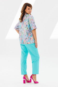 Летний костюм из льна: жакет и зауженные брюки Mubliz 194 голубой - фото 2