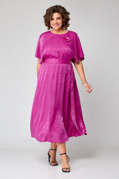 Платье на каждый день удлиненное с переливающимся эффектом Koketka i K 1153 фуксия - фото 4