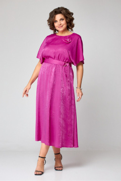 Платье на каждый день удлиненное с переливающимся эффектом Koketka i K 1153 фуксия - фото 3