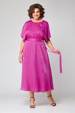 Платье на каждый день удлиненное с переливающимся эффектом Koketka i K 1153 фуксия - фото 2