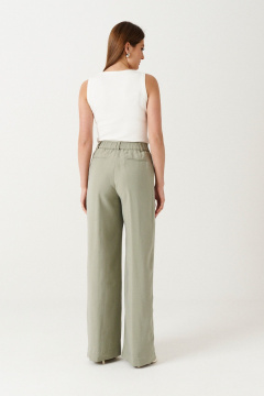 Зеленые брюки прямого кроя из вискозы Ketty К-14060 серо-зеленый - фото 3