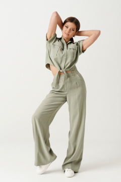 Зеленые брюки прямого кроя из вискозы Ketty К-14060 серо-зеленый - фото 5