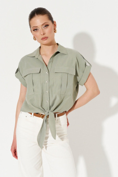 Блуза прямого силуэта из вискозной ткани Ketty К-15040 серо-зеленый - фото 1